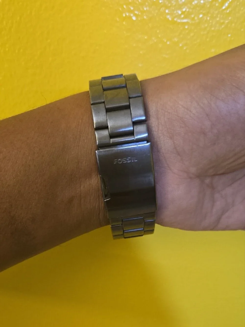 Fossil Men's Black Dial Gray Metal Bracelet Watch